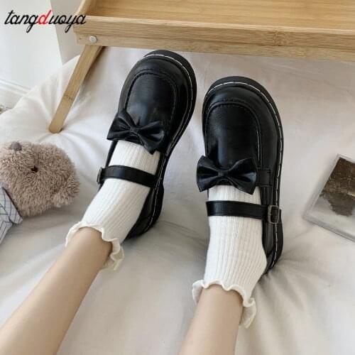 Lolita Shoes Japanese Style Kawaii Girls Bow-knot College Student JK Uniform Lovelive Women Shoes Streetwear jk uniform shoes