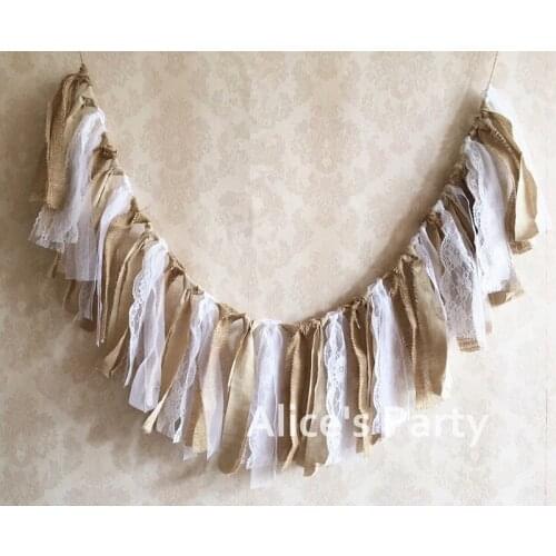 Rustic Lace Garland Wedding Party Decorations shabby jute banner cottage bridal shower party wreath whimsy winery garlands 110cm