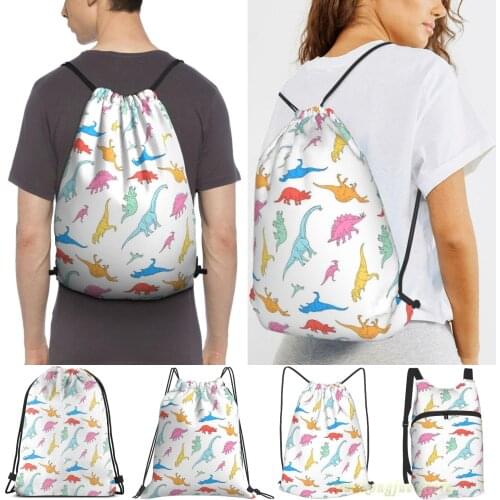 Dino Doodles Women Purpose Drawstring Backpack Bags Men Outdoor Travel Backpacks For Gym Training Swimming Fitness Bag