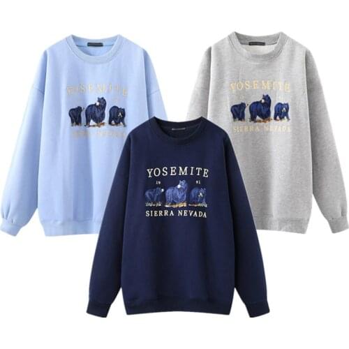 UNUTH Girls Oversize High Quality Embroidery Cotton Sweatshirts 2020 Autumn Fashion Ladies Vintage Pullovers Women Chic