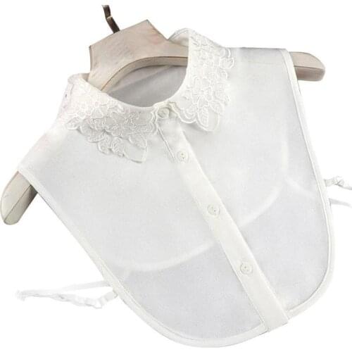 1 Pcs Fake Collar Detachable Collar Fake Women Vintage Crystal Lace Ladies False Blouse Collar Half Shirt White Black