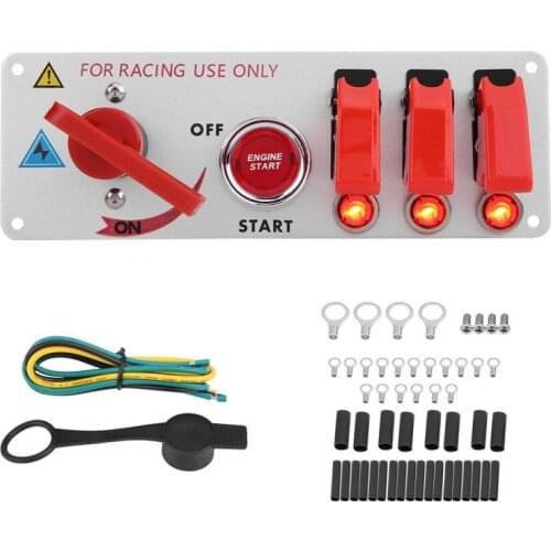 12V Racing Car Ignition Switch Panel Engine Start LED Push Button Toggle Panel Use as Starting Switch Storage Battery Switch