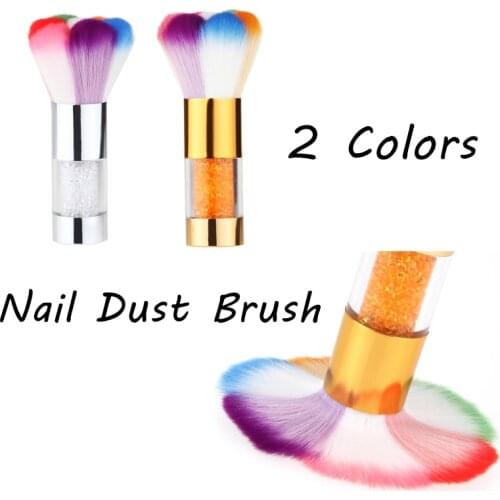 2 Color/Set Nail Dust Brush Soft Diamond Clean Plastic Handle Acrylic Nail Cleaning Brush Nail Care Manicure Pedicure Tools