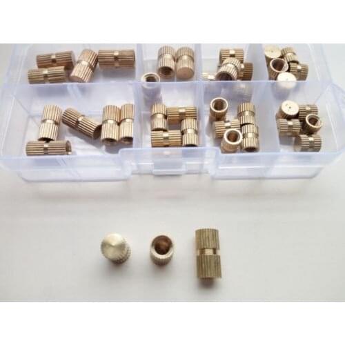 40pcs M5 M6 Blind hole Knurled Brass Nuts Single Pass Injection Molde Nut Sleeve High Quality