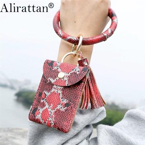 Alirattan New Python Wrist Keychain Coin Purse Fashion Ladies Snake Bracelet Bracelet Pendant Ring Handle Travel Ins H355