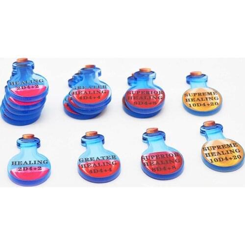 D&D Healing Potion Tokens Acrylic Set of 15 DND Accessories for Dungeons and Dragons 5th Edition