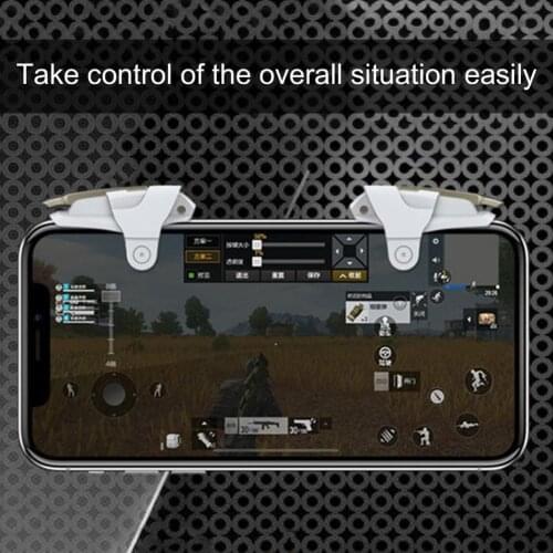 2Pcs Phone Gaming Triggers Four Finger Control Metal Physical Button Free Fire Shooting Aim Key Controller Gamepads for iPhone