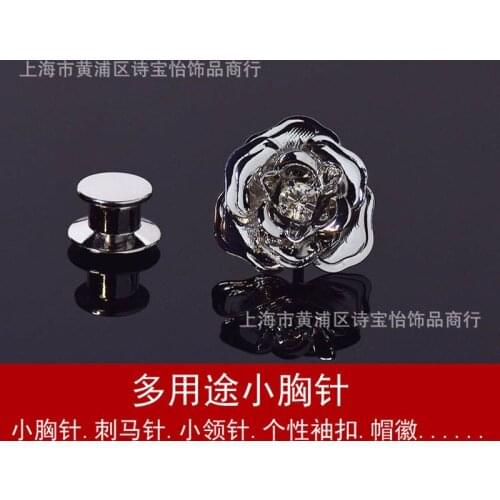 Classical crystal rose design shirt collar pin brooch lady fashion jewelry Thorn pin cuff-link insignia ornament accessories