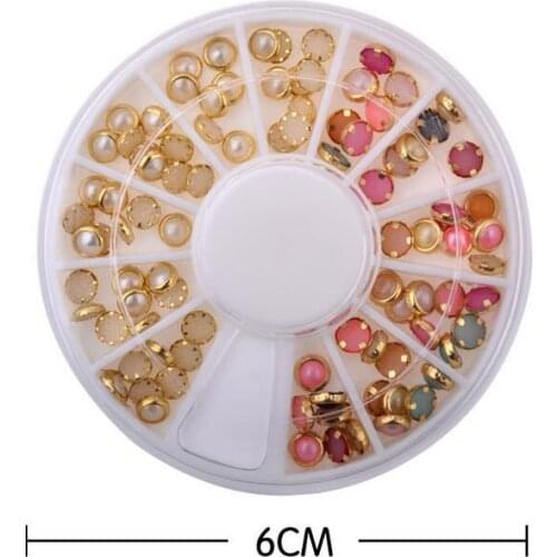 New Arrive 3D Edge color pearl disc Wheel Nail Art Decoration Diy Design Wheel Nail Art Decorations Rhinestones nail