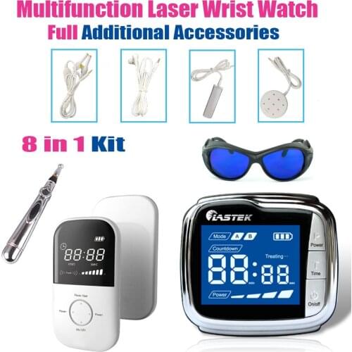 LASTEK 8 in 1 Home Medical Kit Red Laser Wrist Watch Insomnia CES Therapy Device Rhinitis Depression Anxiety Diabetes Treatment