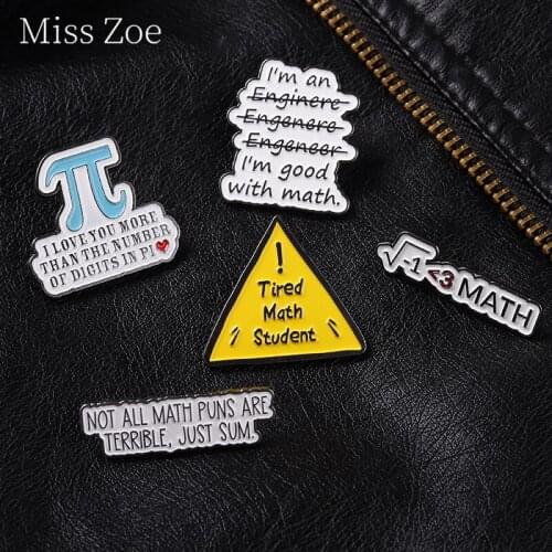 Mathematical Enamel Pins Chemistry Formula Learning Function Brooches Metal Badge For Backpack Hat Bags Jewelry Gifts Wholesale