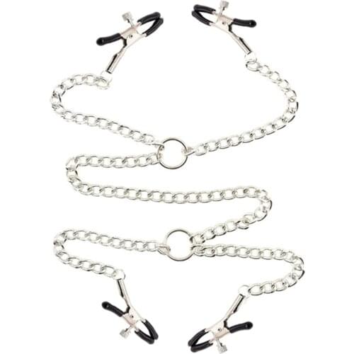 Metal Bondage Nipple Clamps Chain Clips Labia Slave BDSM Women Toys Adult Sex Games Breast Clamp