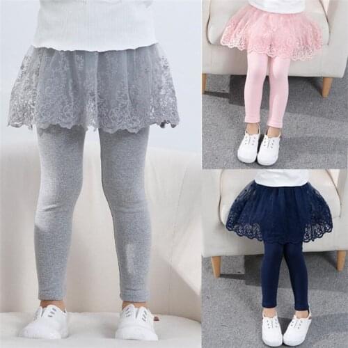 Fashion 2021 Cotton Girls Leggings Rabbit Lace Princess Skirt-pants Spring Autumn Slim Skirt Trousers for 2-6 Years Kids Clothes