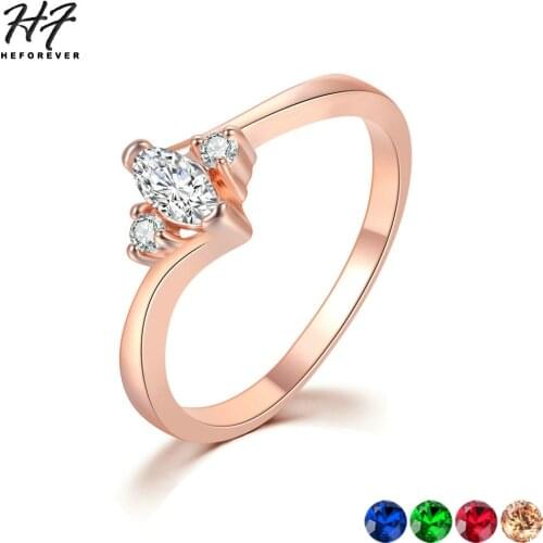 Trendy Multicolor Rings For Women Optional Simple Oval Cubic Zircinia Rose Gold Color Wedding Gift Fashion Jewelry R797 R804