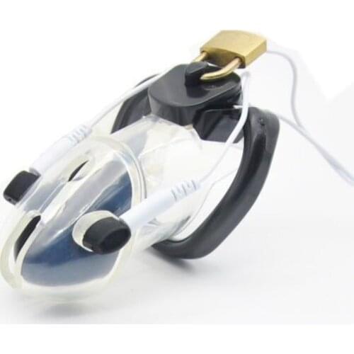 Male Chastity Cage Mens Plastic Electric Locking Belt Restraint Device CC052 Cock Ring Chastity Cock Cage