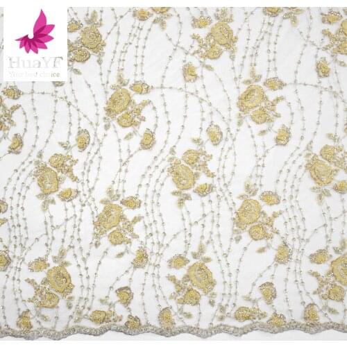 Soft Color 3D Flower Beaded Blue Tulle Lace With Sequins Net Fabrics Mix Embroidery For Collection HY1556-1