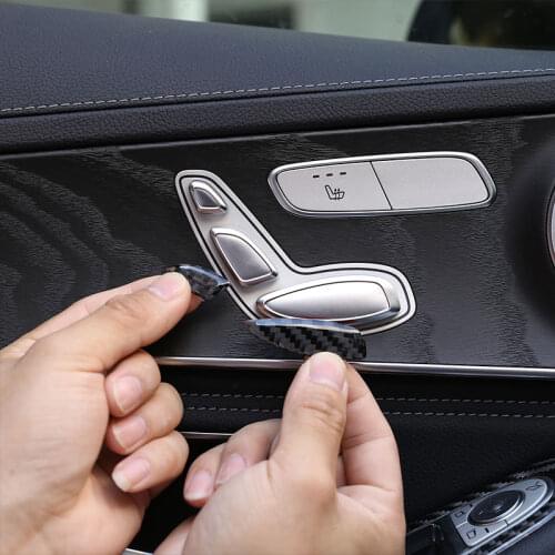 Soft Carbon Fiber Car Interior Seat Adjustment Switch Patch For Mercedes Benz C Class W205 2016-2019 Accessories