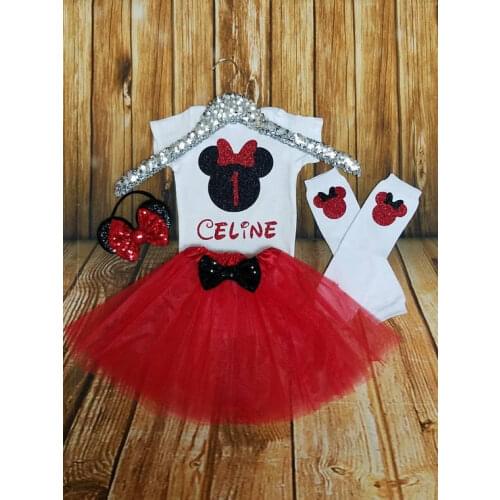 Customize Mini mouse birthday bodysuit onepiece Tutu shirt tees Headband Legwarmers toodles Outfit baby shower party favors