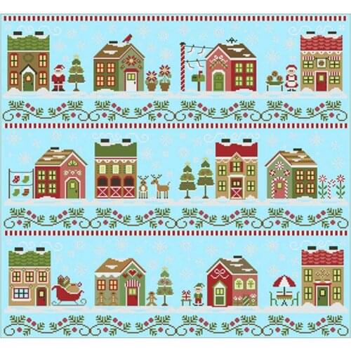 Santas Village cartoon patterns Counted Cross Stitch 11CT 14CT DIY Cross Stitch Kits Embroidery Needlework Sets home decor