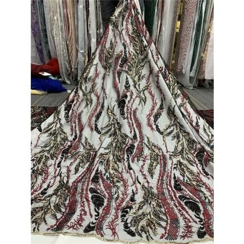 Latest French Nigerian beads Laces Fabric L-2986823 High Quality Tulle African Laces Fabric Wedding African French