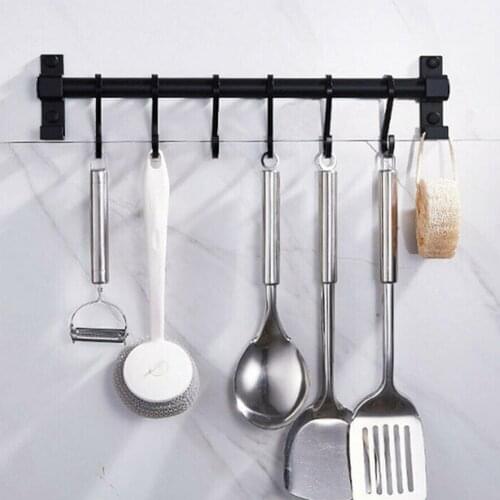S Shape Adjustable Rust-proof Kitchen Organizer Rail Rack Shelves Rag Towel Hooks Spoon Stand Hanger For Kitchen Bathroom