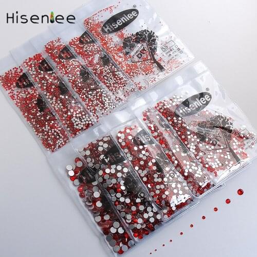 Mixed SS3-SS30 Light Siam Flat Back Nails Art Non Hot fix Rhinestones For Rhinestone & Decoration Glue on Stone Strass