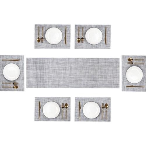 Modern Placemats Set of 6 add 1PC Table Runner for Kitchen Dining Patio Table Outdoor Decorations Easy to Clean Wipeable