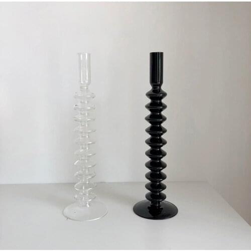 Glass Candle Holder for Wedding Nordic Candle Holders Modern Candle Stand Colorful Glass Flower Vase Candlestick Holder
