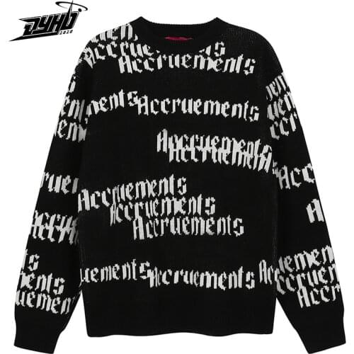 Oversized Sweater Men Women Harajuku Post-It Notes Print Casual Knitted Sweater Men Cotton Pullover Unisex 2021Autumn And Winter