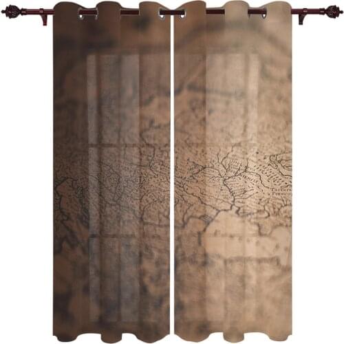 Vintage Treasure Map Valance Window Curtains For Living Room Bedroom Kitchen Home Luxury Youth Room Treatment Window Curtains