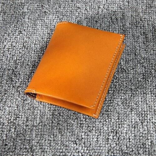 Vintage Handmade Cow Leather Wallet Men Women Pull Out Card Holder Bifold Short Men Wallets ID Bank Card Holders Wallets for Men