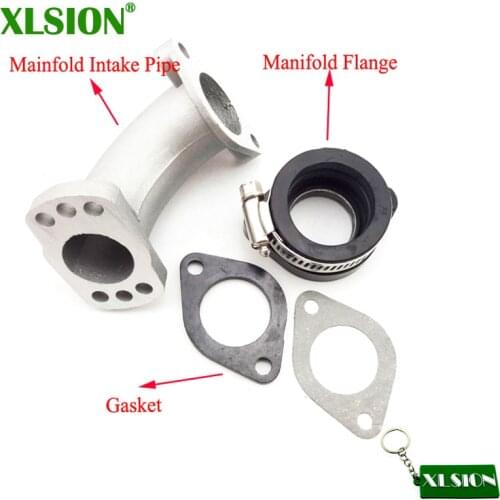 XLSION VM24 Carb Intake Adapter Boot Rubber Pipe Manifold Flange Gasket Set For 150cc 160cc 200cc 250cc Moped Scooter