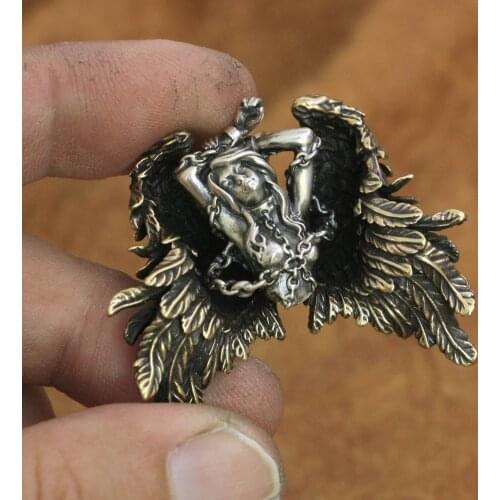 High Details 925 Sterling Silver Sexy Angel Brass Wing Andromeda Pendant TA82B JP