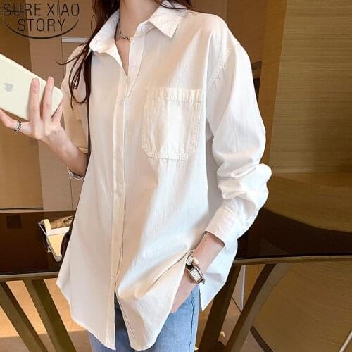 Office Lady Turn Down Collar Button Up Shirt Casual Oversize Women Shirts New Spring Autumn Vintage Women Blouse and Tops 12661