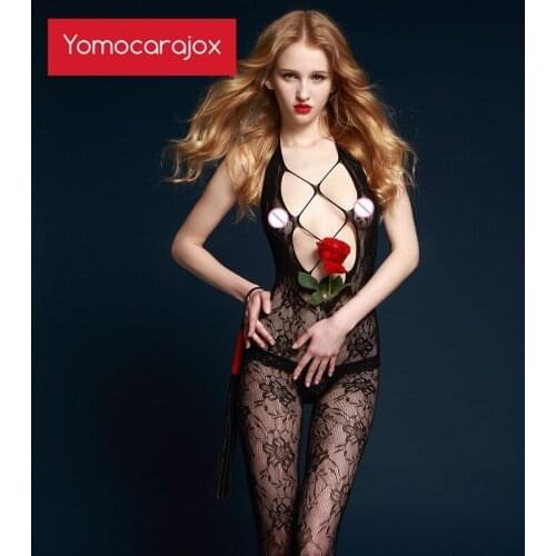 Women Sexy Bodystockings Crotchless Sleepwear Sex Toys Lace Nightwear Products Intimate Slim Black Bodysuit Hot Costumes