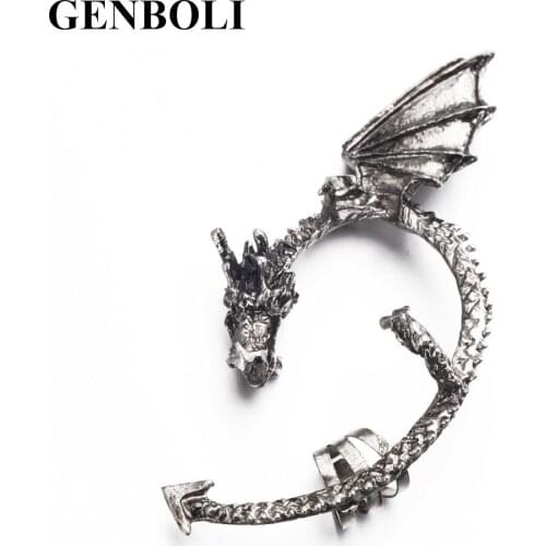 1pc New Fashion jewelry Retro Vintage Bronze Punk Temptation Metal Dragon Bite Ear Cuff Clip Wrap Earring top quality