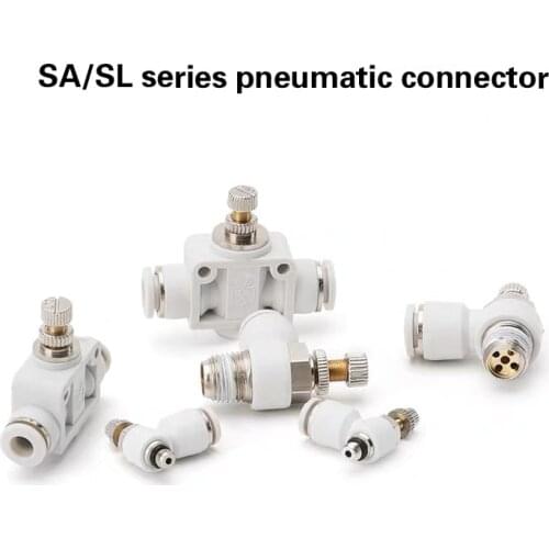 10PCS Pneumatic Fittings Speed Switch SL6-M5 Cylinder Regulating Valve Throttle Valve SL4-01 4mm-10mm Pneumatic Connector SA-6