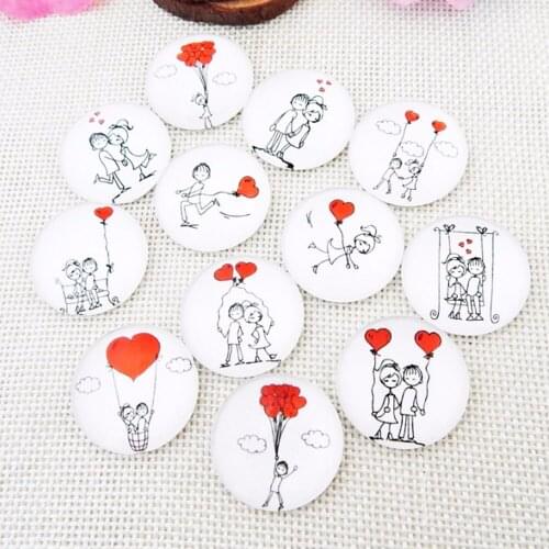 100pcs/lot) assorted round Cabochons mixed love pictures for Valentines Day