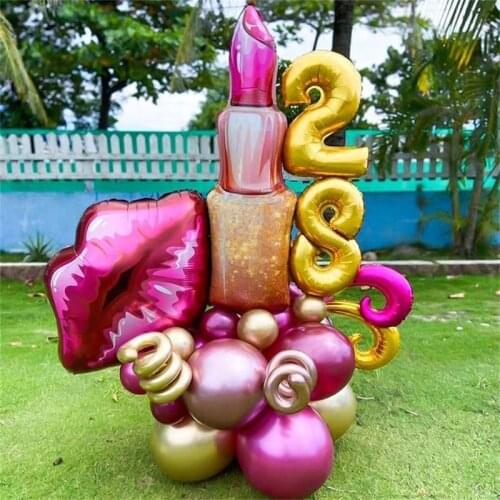 2pcs Giant Lipstick Red Lips Foil Balloons For Makeup Theme Girls Party Valentines Day Spa Birthday Wedding Bridal Decoration