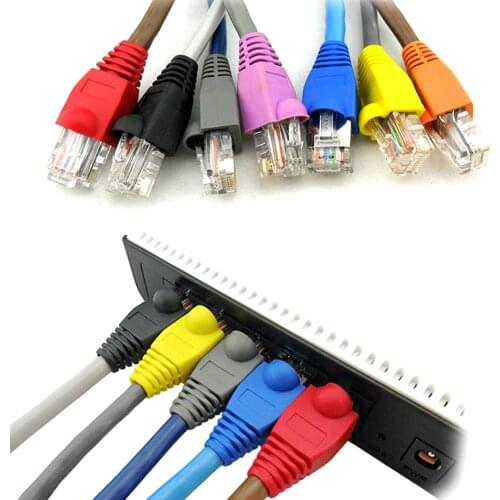 20PCS Multicolour RJ-45 CAT6 CAT5e Adapter Cap Ethernet Network Cable Connector Protective Sleeve crystal head sheath shrapnel
