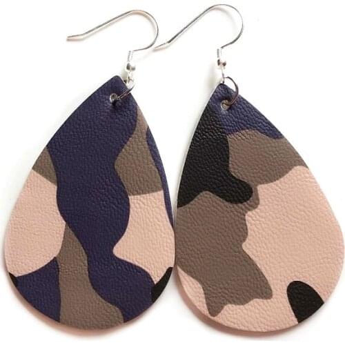 2019 Hot Fashion Camouflage Leather Water Drop Big Earrings Bohemian Leopard Print Teardrop Earrings For Women Charm Jewelry
