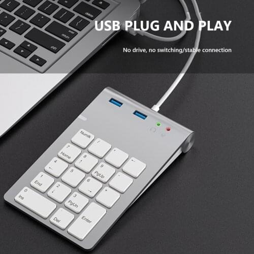 2021 New Numeric Keypad Keys Digital Keyboard 18 Keys Numeric Keypad Numpad USB HUB Digital for Laptop Desktop PC