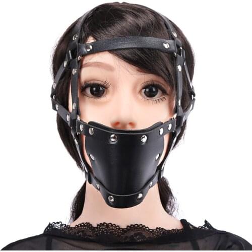 2021 New P061 PU Leather Mouth Gag Head Wear BDSM Bondage Restraints Oral Fixation Mouth Sex Toys for Adult Game
