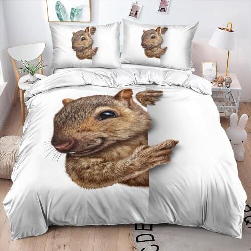 3D Custom Design Children Bedding sets Duvet cover set Quilt case Animals Squirrel King Queen Full Twin Size White Home Textiles