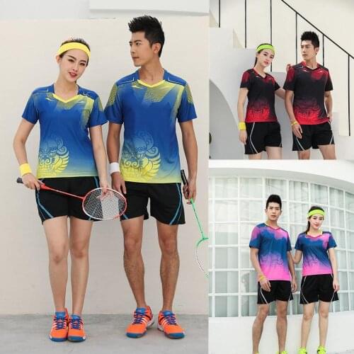 Quick drying, ventilating and sweat absorbing badminton suit mens and womens match suit short sleeve adult and childrens tabl