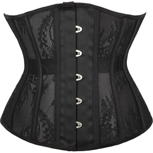 Slimming Waist Trainer Back Support Party Tummy Modeling Straps Women Flat Belly Binders Steel Boned Black Underbust Corset 28cm