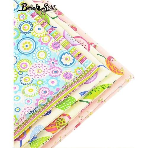 Booksew Cotton Fabric 5PCS/lot 40cmx50cm Flower Pre-cut Bundle Sewing Quilting Patchwork Tecido Clothing Bedding Tissus Crafts