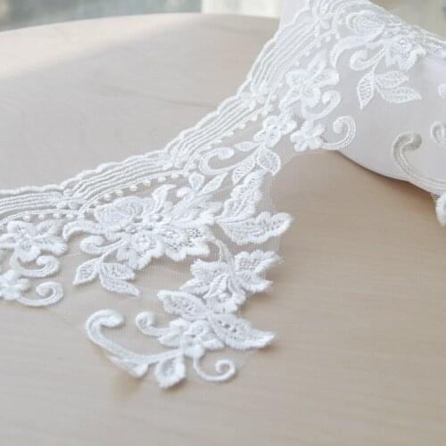 Computer embroidered lace, wedding dress, veil, skirt, diy Accessories, white