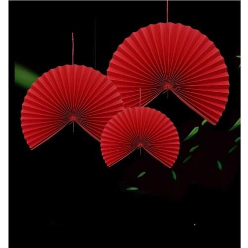 Red China wind hanging fan folding fan window fan festive supplies wedding