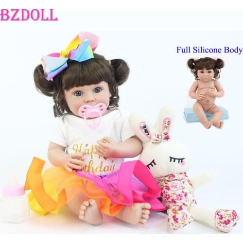 40cm New Soft Full Silicone Reborn Doll Soft Vinyl Princess Mini Girl Babies Boneca Child Birthday Gift Bathe Toy
